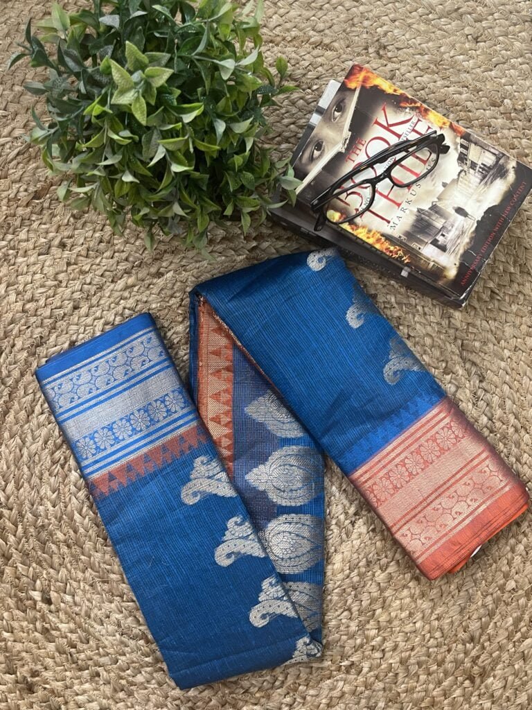 Square check Kota Gadhwal handloom saree with rich border by Label Iplik