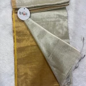 Ambika Metallic White And Gold Handloom Tissue Saree