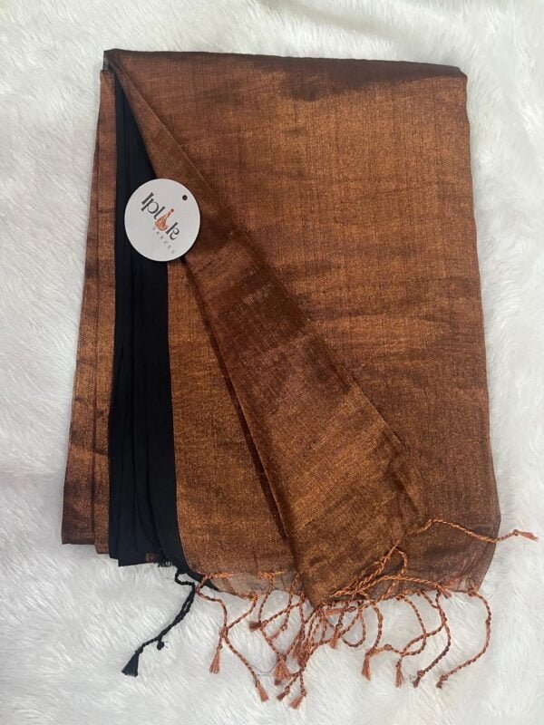 f3df8b44-436f-4e19-aaf0-4c6faf0b88ec Tanvi Metallic Copper Handloom Tissue Saree