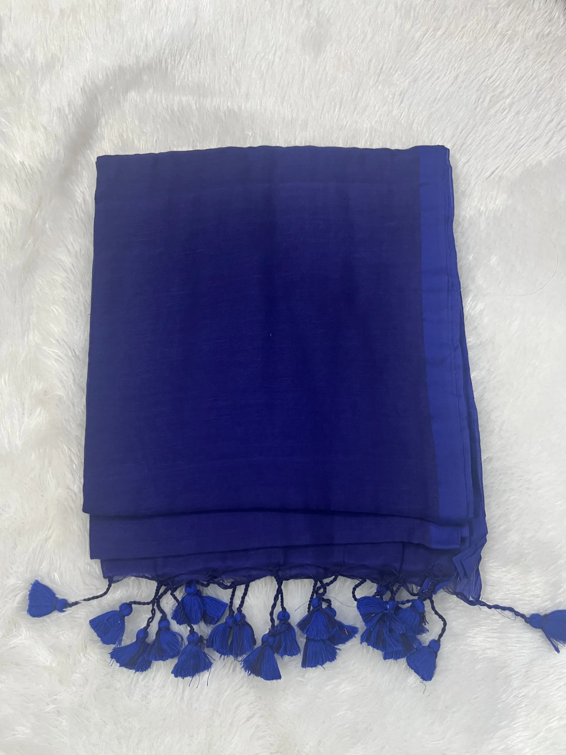 Navy Blue - Single Tone MulMul (Saree)