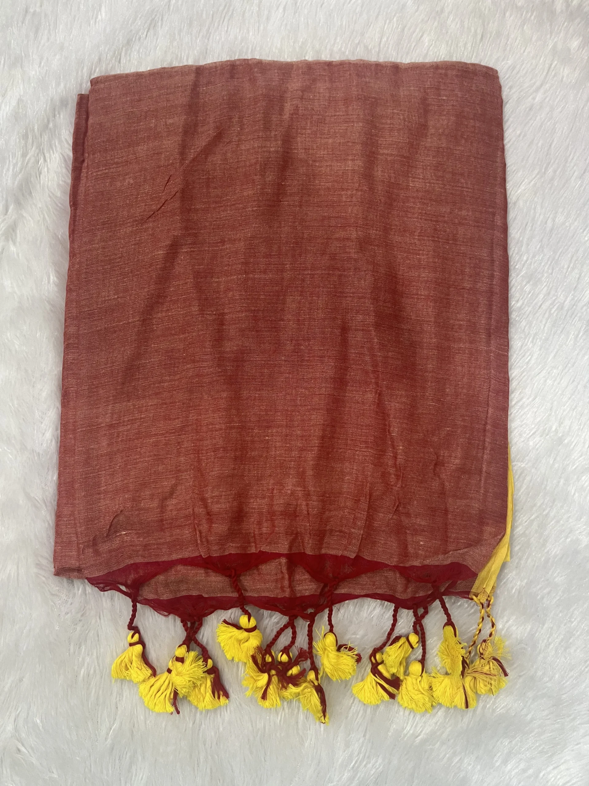 Red Yellow - Dual Tone MulMul (Saree)