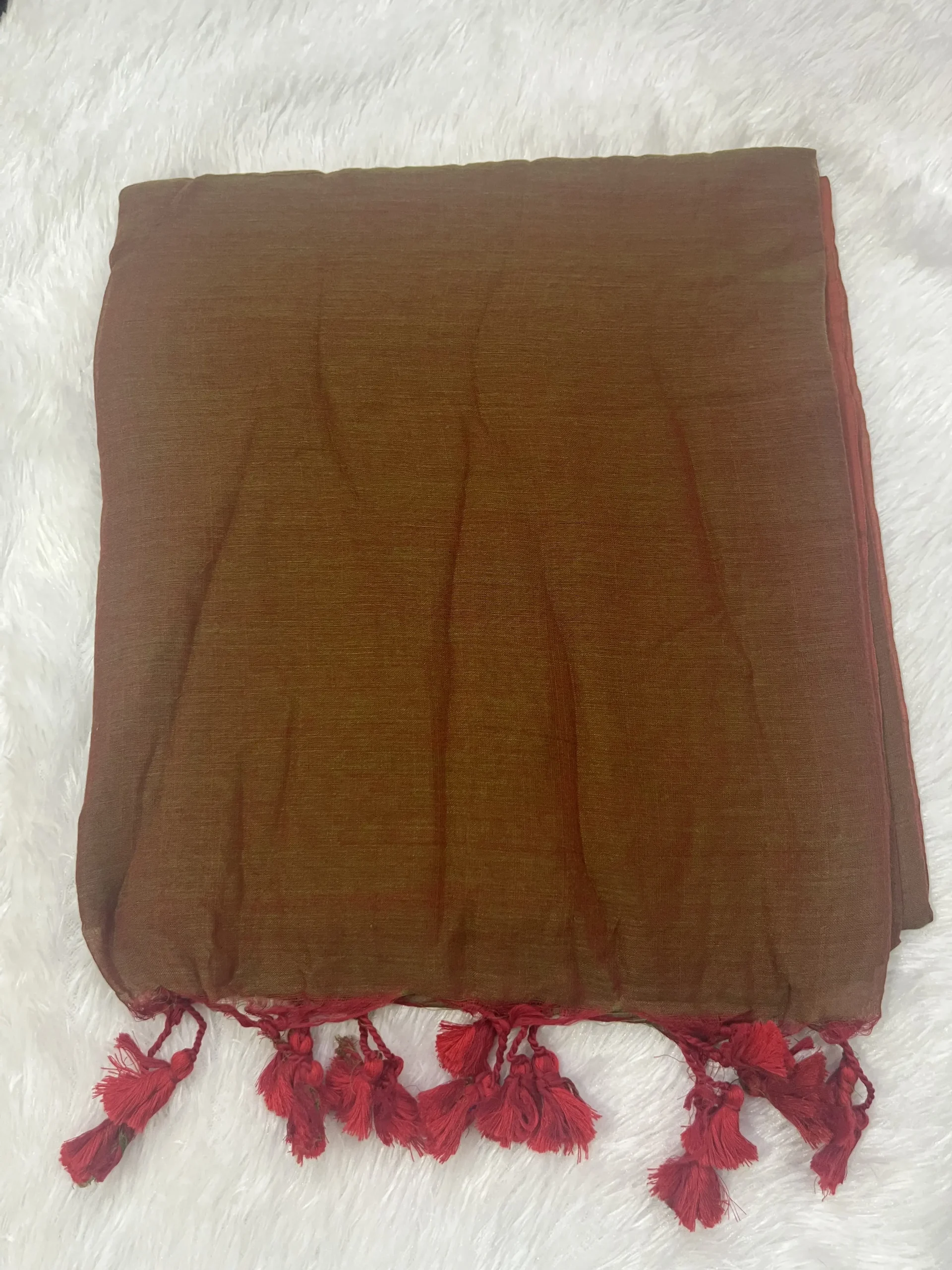 Green Red - Dual Tone MulMul (Saree)