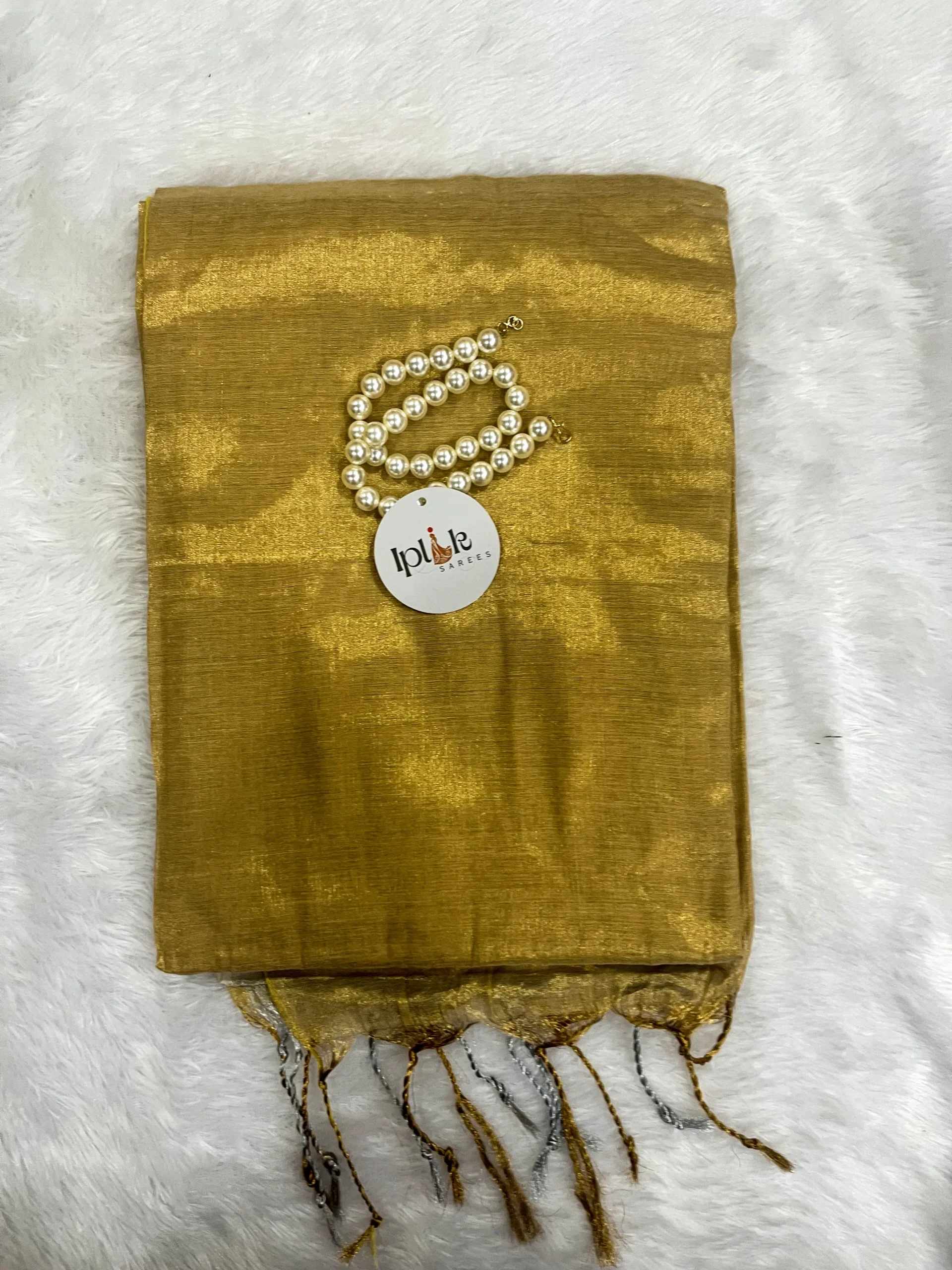 Noor Yellow and Golden Metallic Tissue