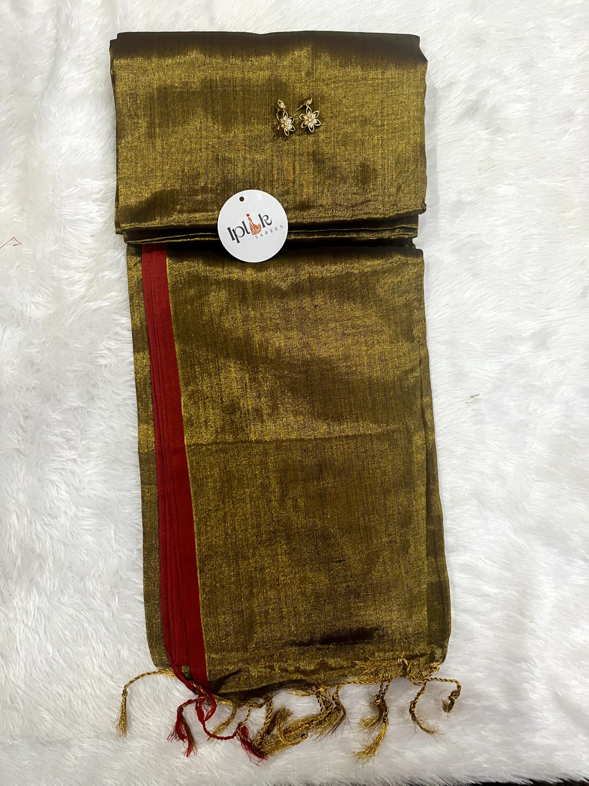 Tejasvini Golden Red Metallic Tissue
