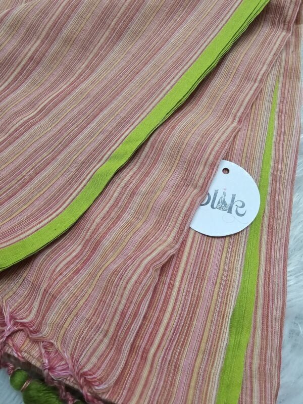 20240711_231704 Mul Cotton With Stripes Peach - MulMul (Saree)