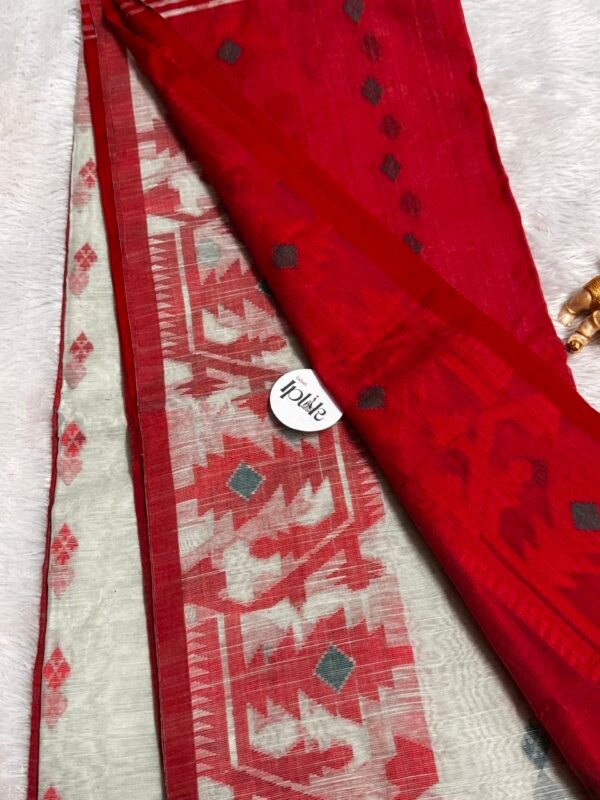 IMG_6711 Large White - Red Cotton Handloom (Saree)