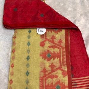 Yellow - Red Cotton Handloom (Saree)