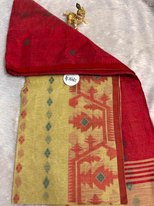 IMG_6712 Large Yellow - Red Cotton Handloom (Saree)