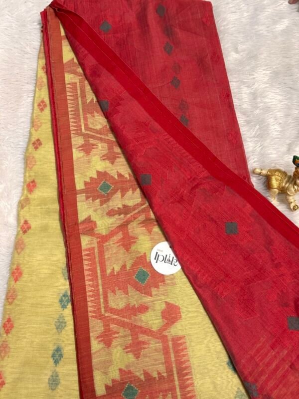 IMG_6713 Large Yellow - Red Cotton Handloom (Saree)