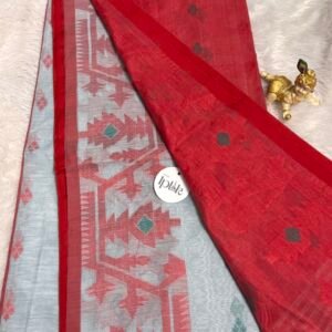 Mint Green- Red Cotton Handloom (Saree)