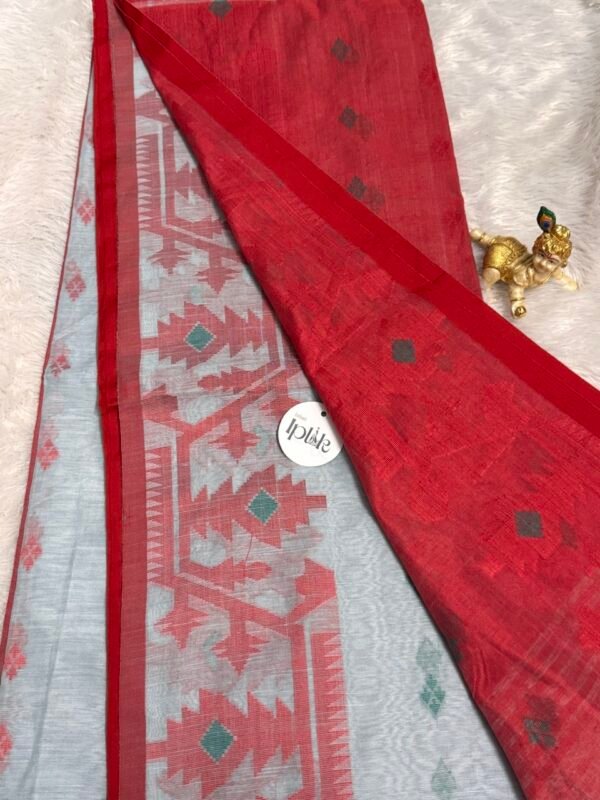 IMG_6715 Large Mint Green- Red Cotton Handloom (Saree)