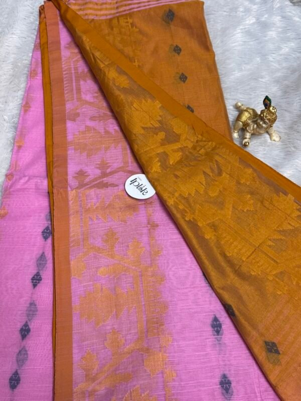 IMG_6718 Large Pink - Mustard Cotton Handloom (Saree)