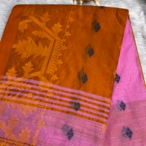 Pink - Mustard Cotton Handloom (Saree)