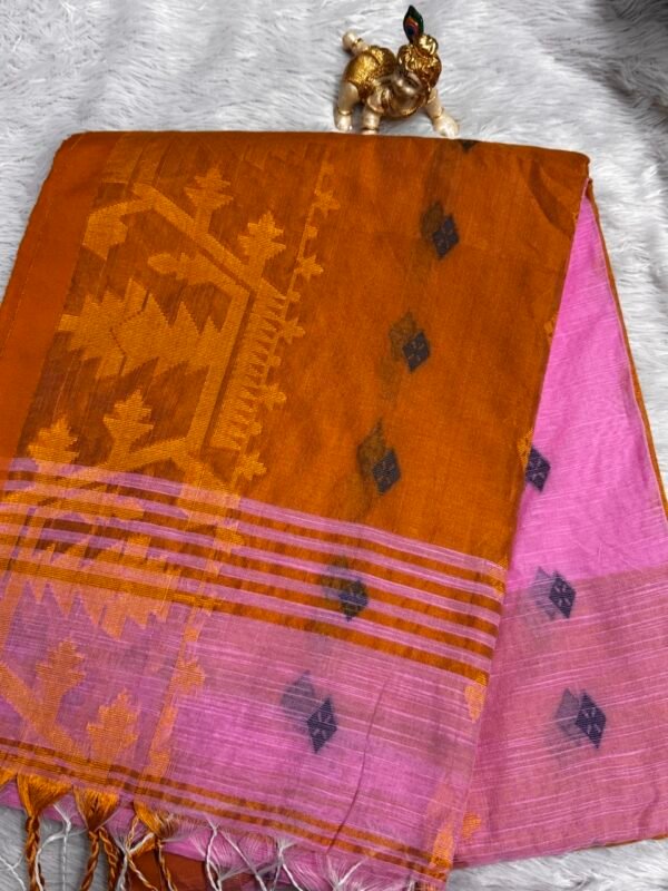 IMG_6724 Large Pink - Mustard Cotton Handloom (Saree)