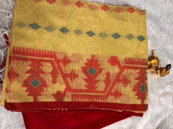 IMG_6727 Large Yellow - Red Cotton Handloom (Saree)