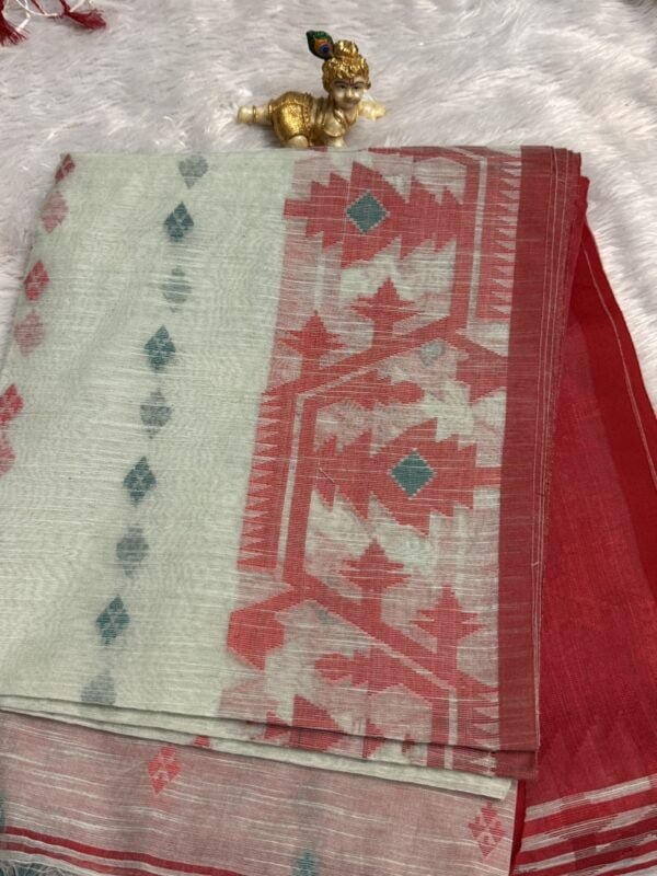IMG_6730 Large White - Red Cotton Handloom (Saree)