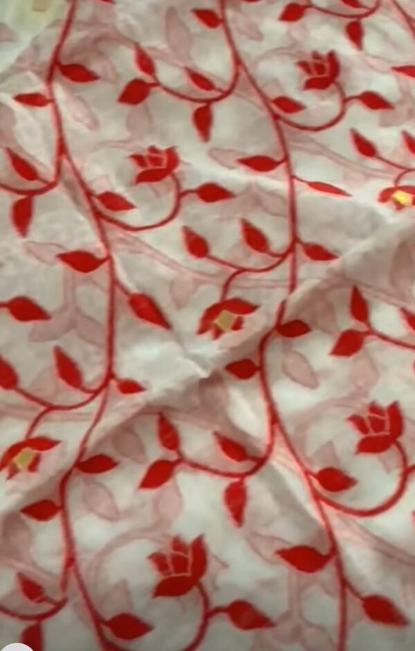IMG_8106 Soft Jamdani - White Red