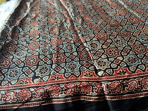 Modal Ajrak -  Black Base Multi Color