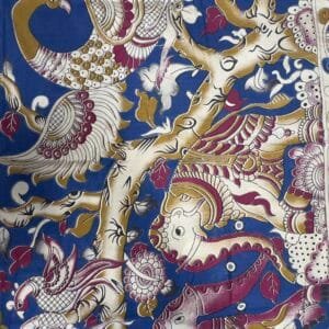mustard yellow kalamkari sari labeliplik