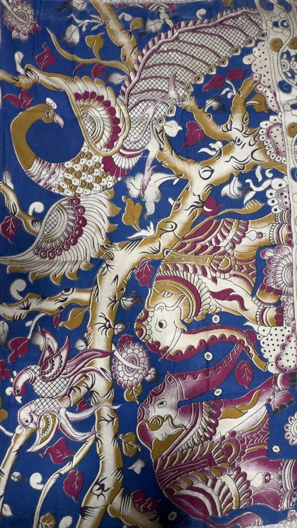 hathi palla mustard yellow kalamkari sari labeliplik