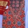 Red Ajrak Block Print Modal Silk Suit Set