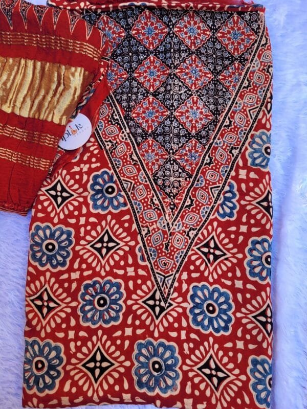 PHOTO-2025-03-20-18-30-50 2 Red Ajrak Block Print Modal Silk Suit Set
