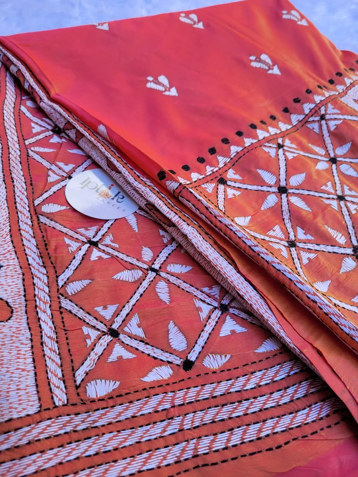 Kantha Stitch on Butter Silk