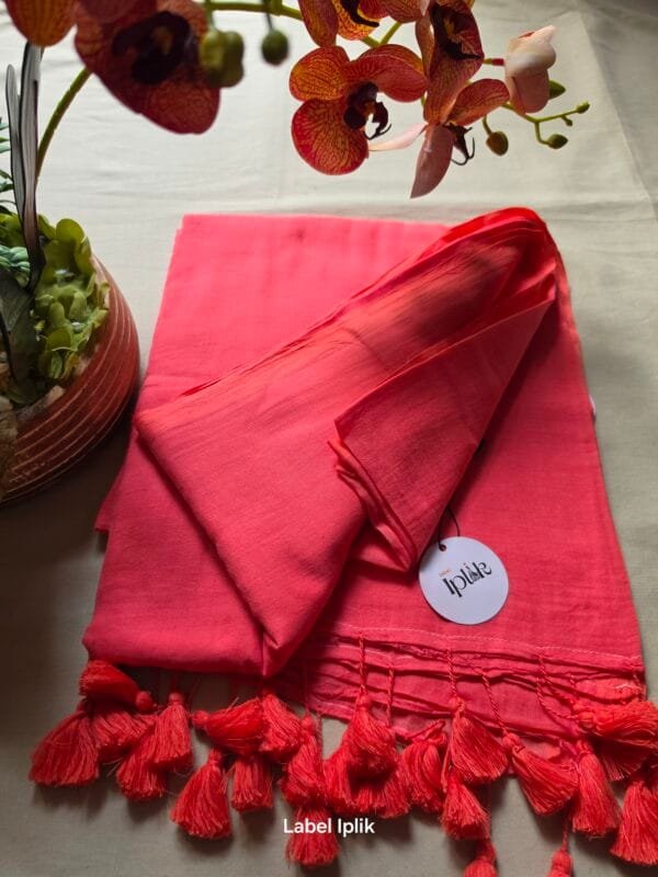 Peach Mul Cotton Saree