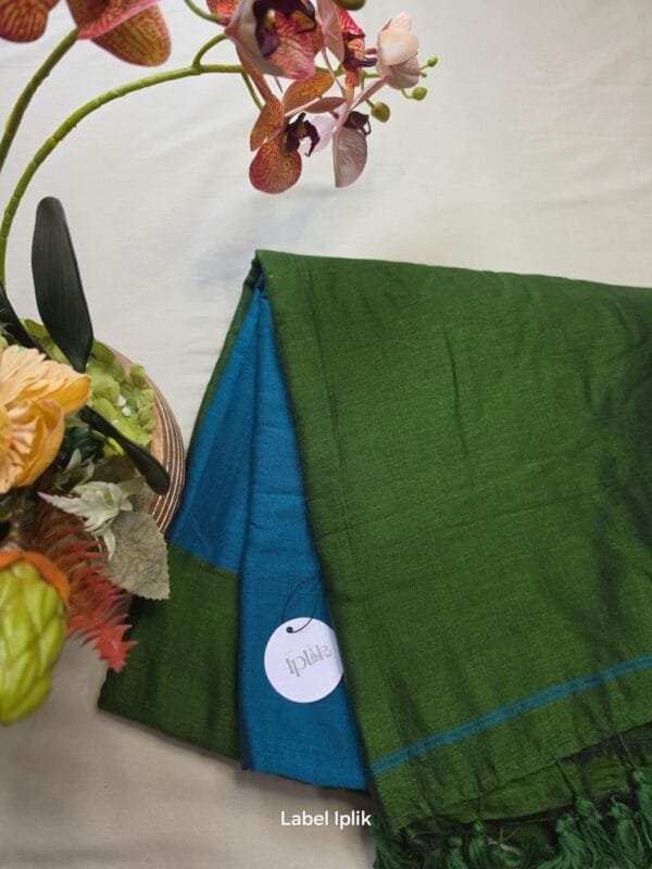 LI-ACR-01_01 Blue Green Acrylic Cotton Saree
