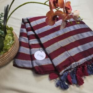 Maroon Grey Acrylic Cotton Saree