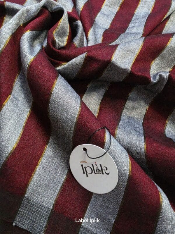 Maroon Grey Acrylic Cotton Saree