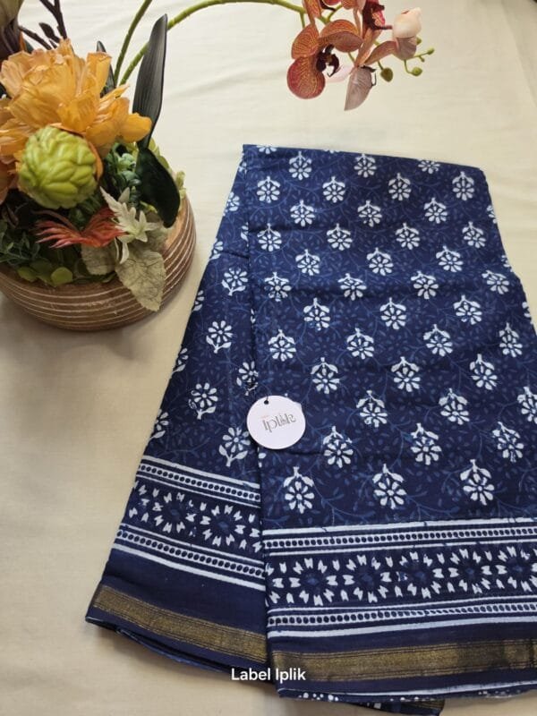 Indigo Print 1 Chanderi Saree