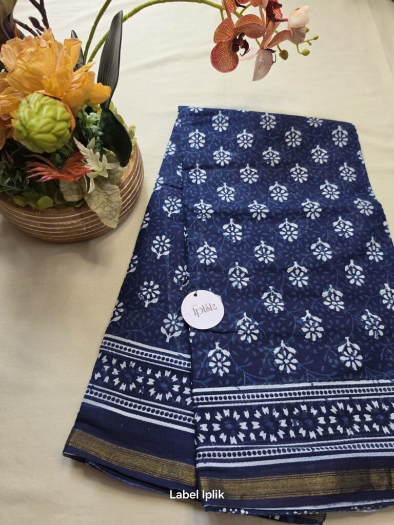 Indigo Print 1 Chanderi Saree