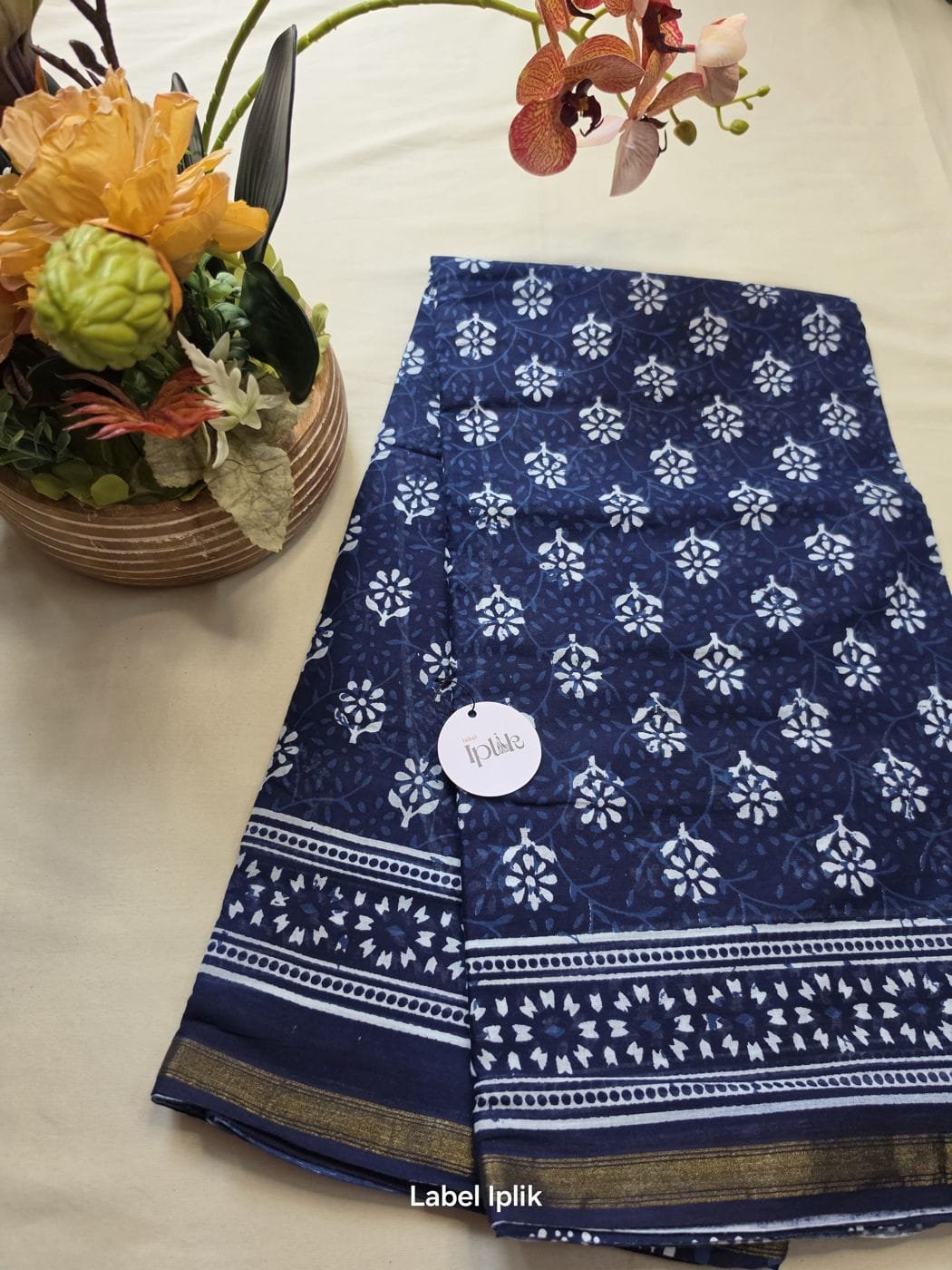 Indigo Print 1 Chanderi Saree
