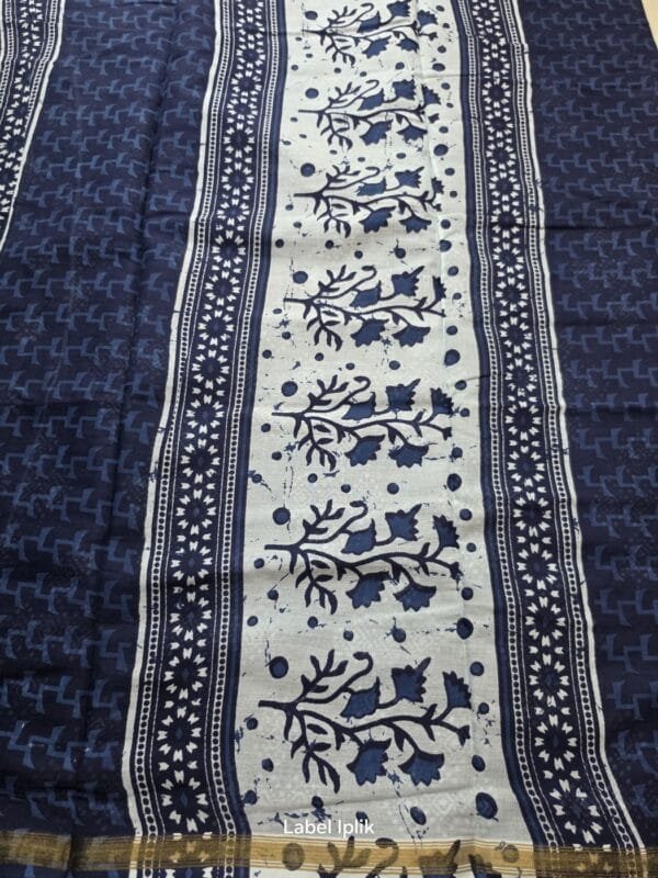 Indigo Print 1 Chanderi Saree