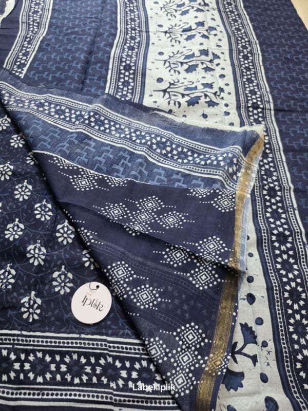 Indigo Print 1 Chanderi Saree