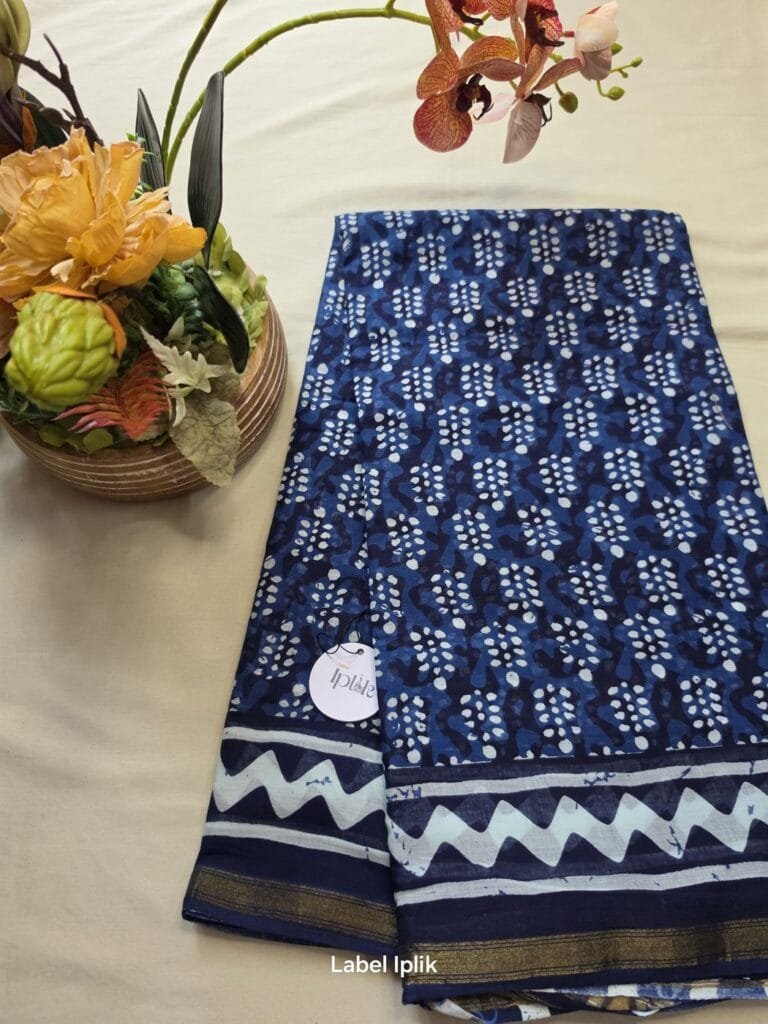 Indigo Print 2 Chanderi Saree