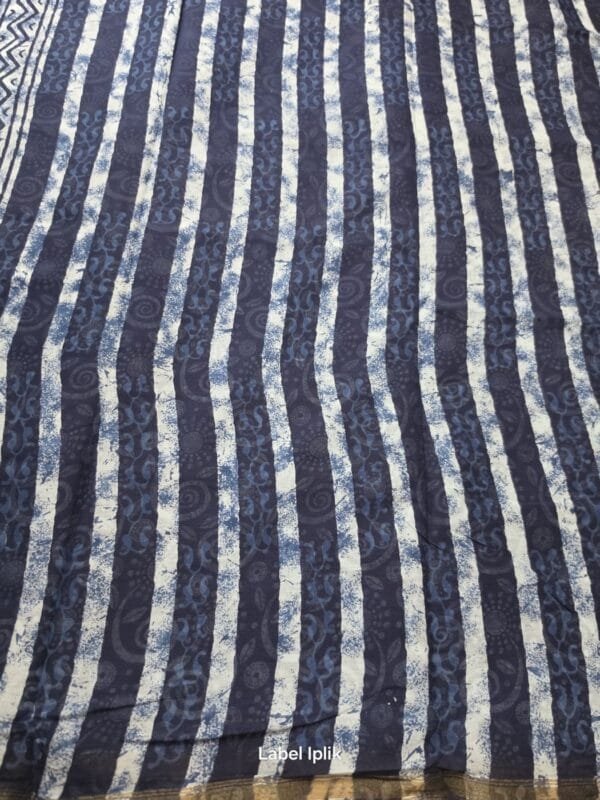 Indigo Print 2 Chanderi Saree