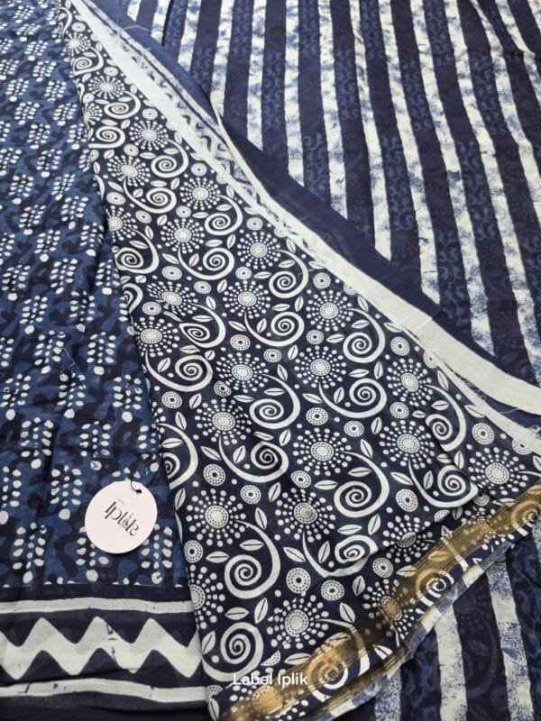 Indigo Print 2 Chanderi Saree