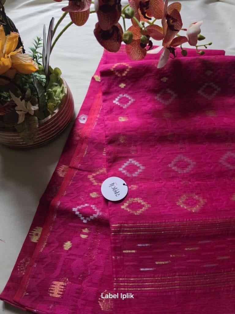 Hot Pink Jamdani Saree