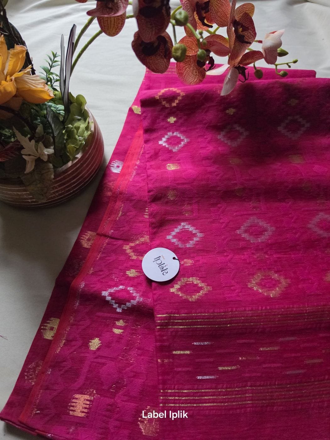 Hot Pink Jamdani Saree