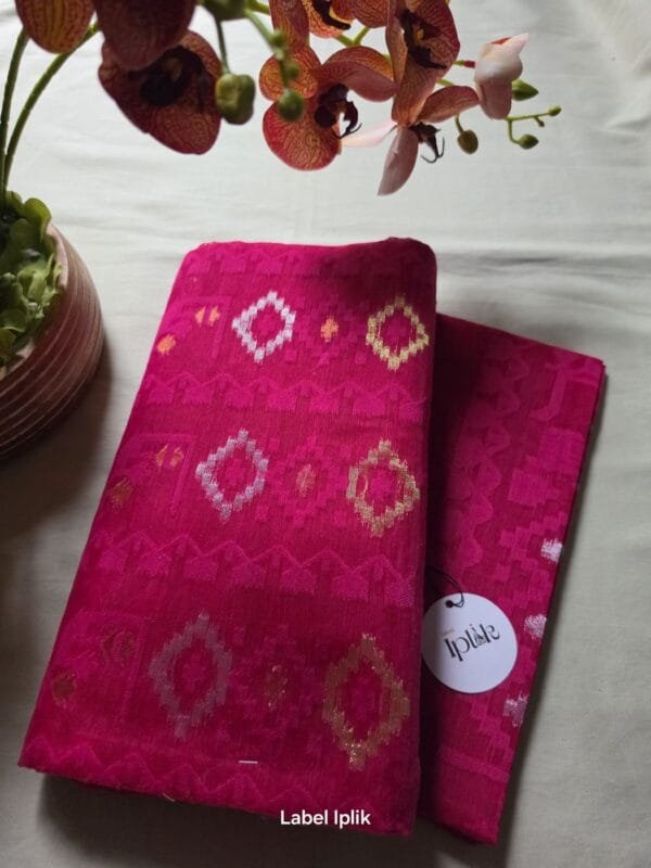 Hot Pink Jamdani Saree