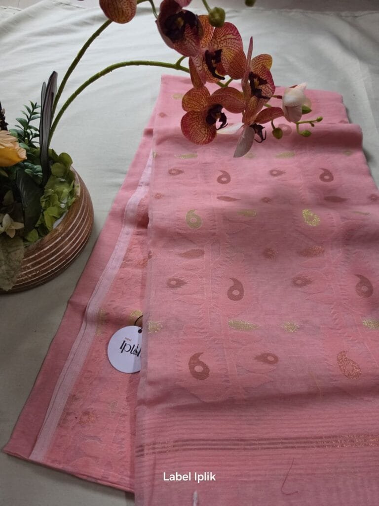 Muted Pink Jamdani Saree
