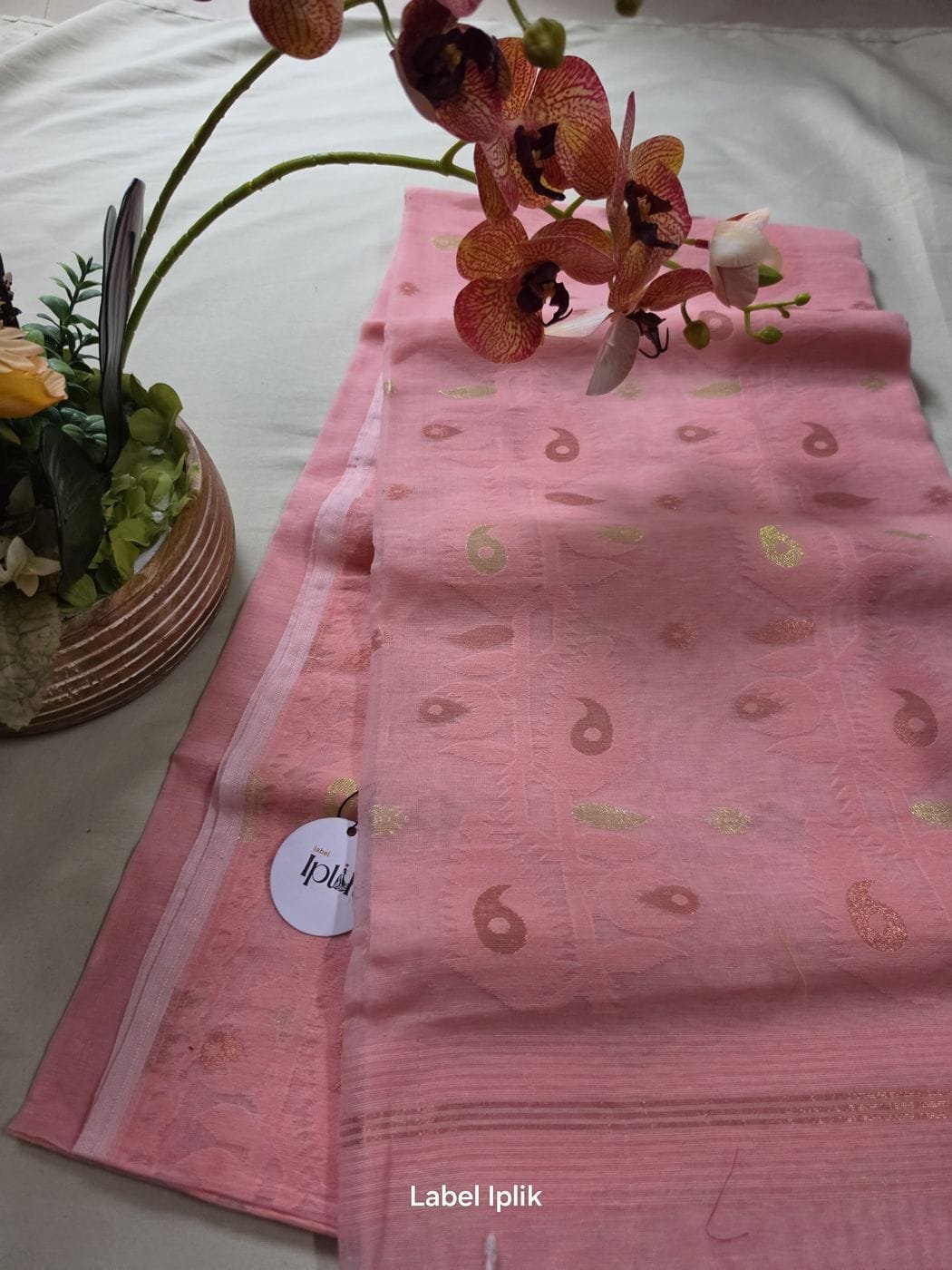 Muted Pink Jamdani Saree