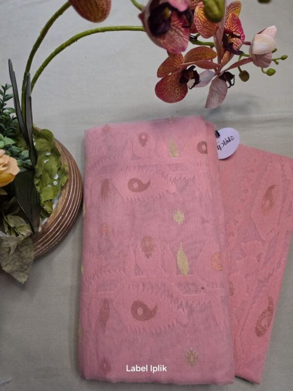 Muted Pink Jamdani Saree