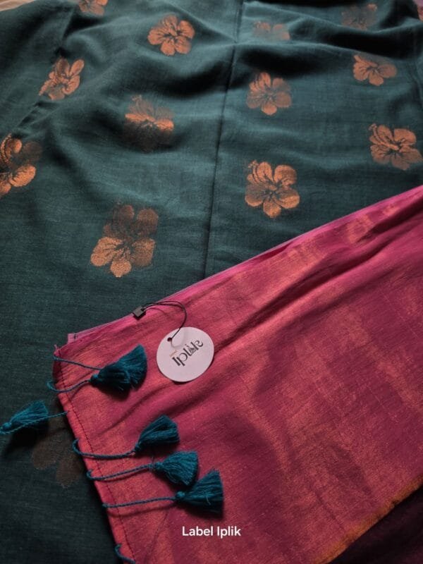 LI-JOB-02_03 Green with Maroon Pallu Joba Saree