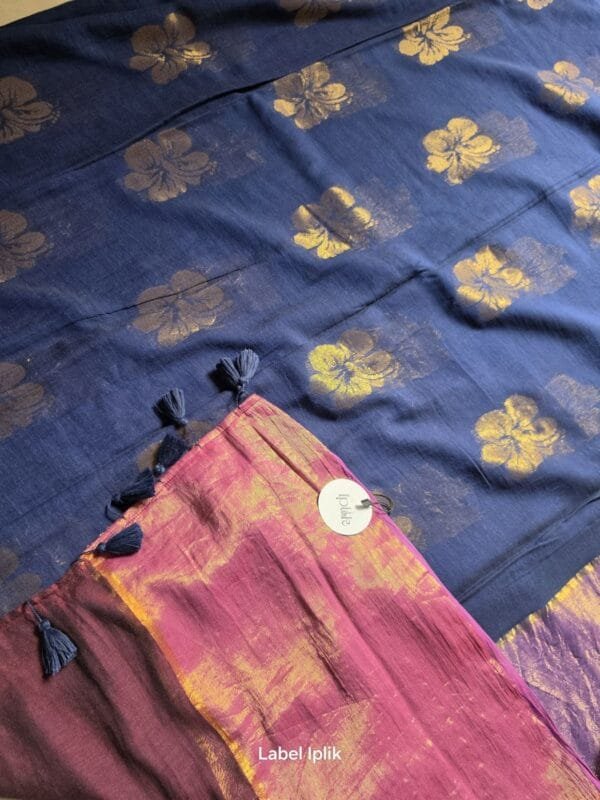 Navy Blue with Maroon Pallu Joba Saree
