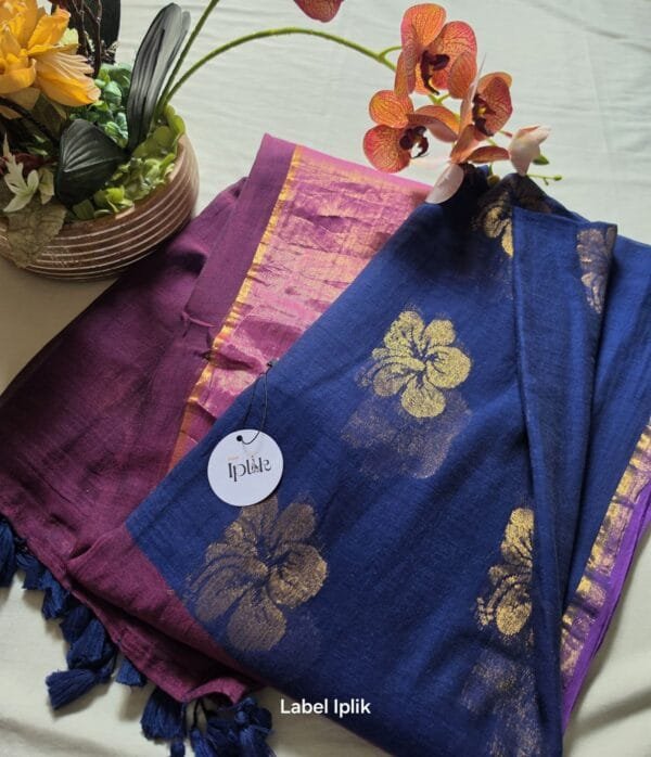 Navy Blue with Maroon Pallu Joba Saree