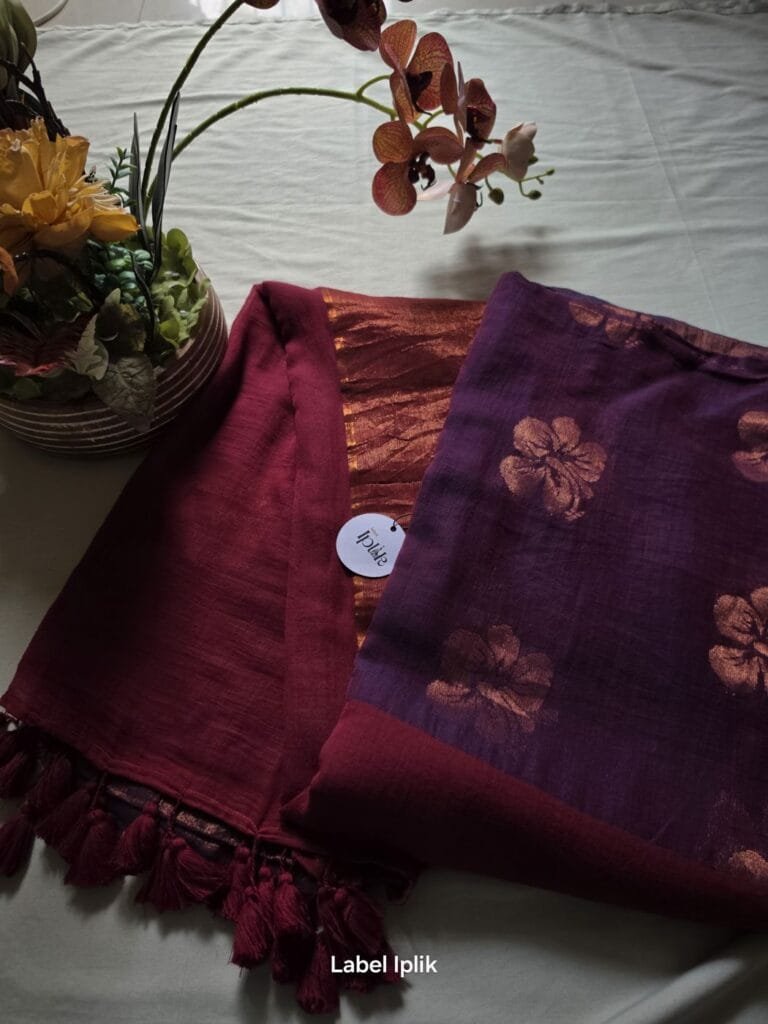 Purple with Maroon Pallu Joba Saree