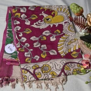 Kalamkari Nizam Border Saree